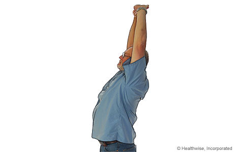 Upper back and shoulder stretch for ankylosing spondylitis