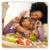 Mother and daughter in kitchen